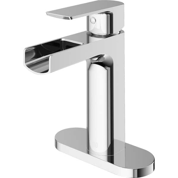 VIGO Ileana Single Handle Single Hole Bathroom Faucet Set with Deck Plate in Chrome