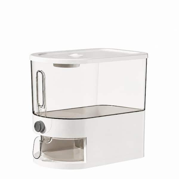 Transparent Rice Dispenser with Measuring Cup, 10 lb PP Dry Food Storage Container for Kitchen Pantry