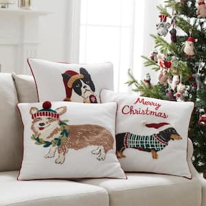 Holiday Dog Throw Pillow Cover