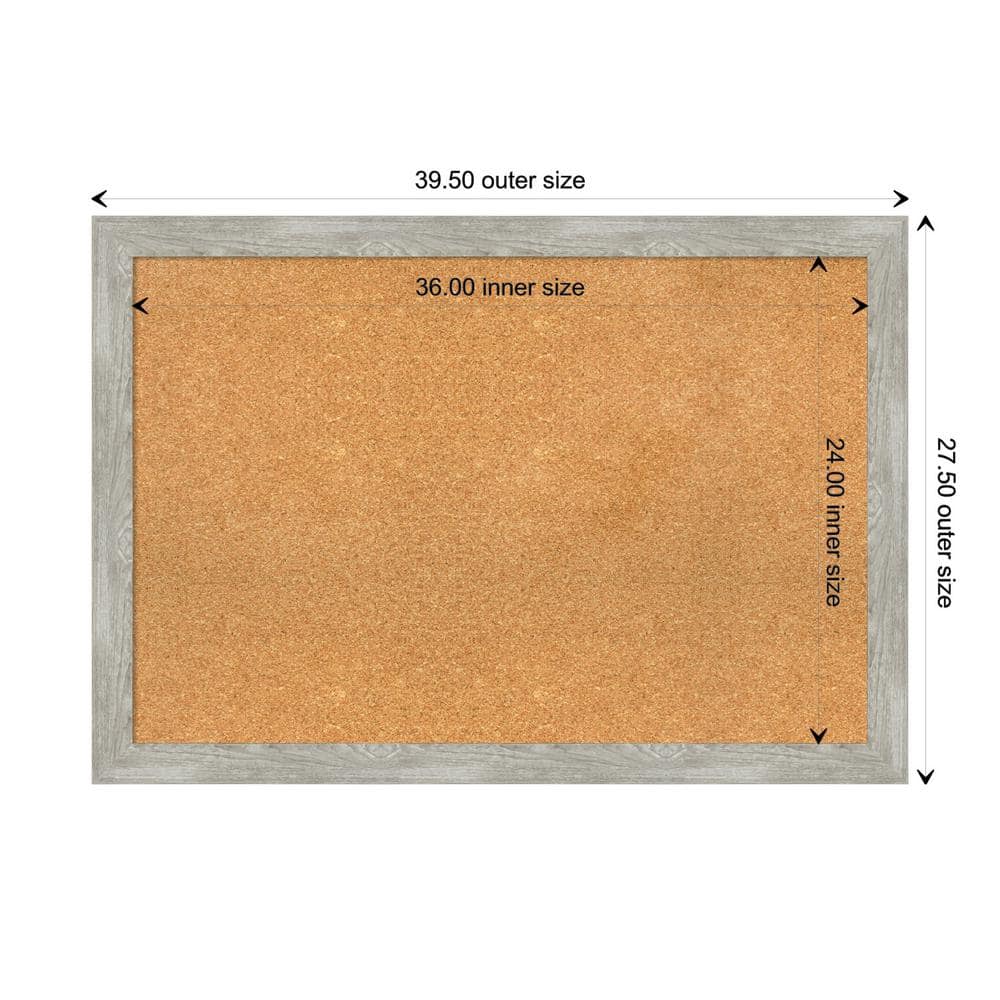 Dove Greywash Narrow Framed Natural Corkboard 43" x 31"