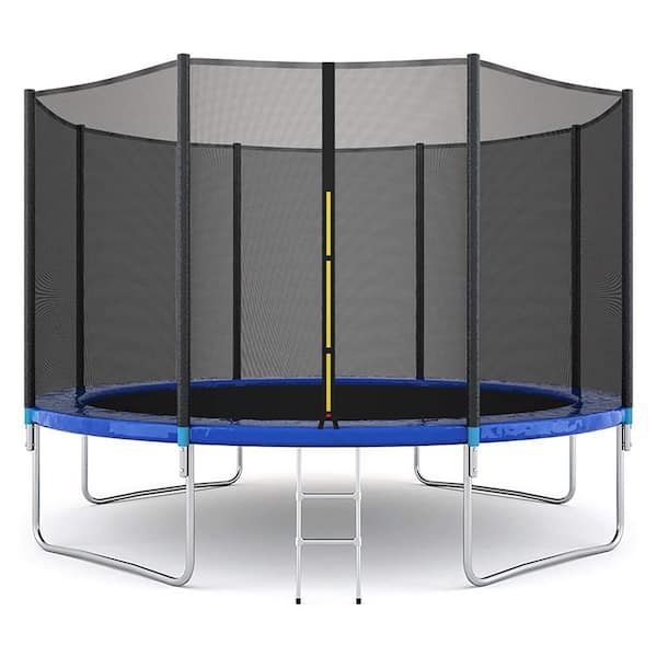 Unbranded 12 ft. Round Trampoline with Safety Enclosure Net & Ladder, Spring Cover Padding