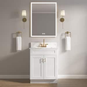 Easy-DIY 27 in. W x 21 in. D x 34.5 in. H Ready to Assemble Bath Vanity Cabinet Without Top in Shaker White