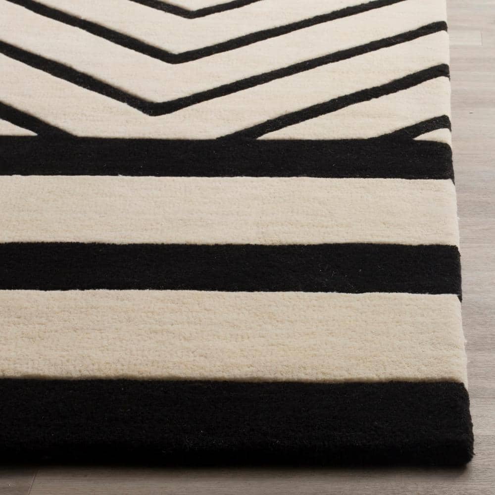 Artisan Black Geometric Hand-Tufted Wool Area Rug, 10' x 14'