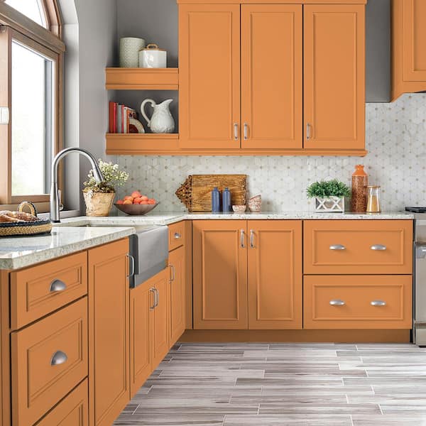 1 qt. #P220-6 Bergamot Orange Satin Enamel Interior/Exterior Cabinet, Door & Trim Paint