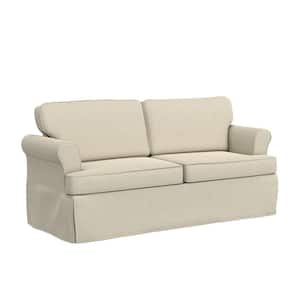 Faywood 75 in. Rolled Arm Polyester Modern Rectangle Sofa Beige