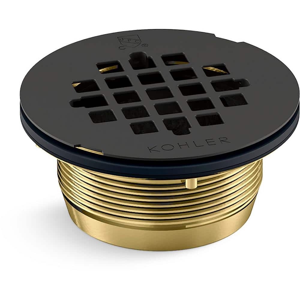 KOHLER Round Brass Shower Receptor Drain, Matte Black