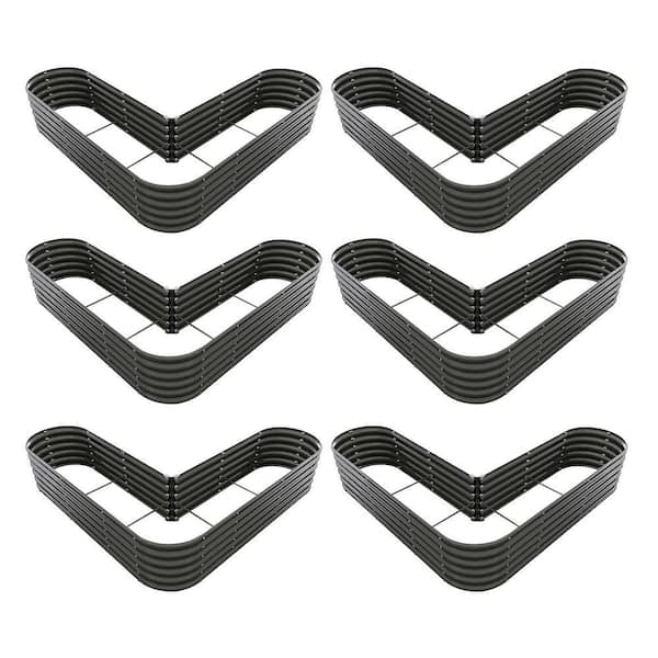 81 in. 6-Pack Black Metal Galvanized Raised Garden Beds Outdoor for Planting Vegetables Flowers Herb