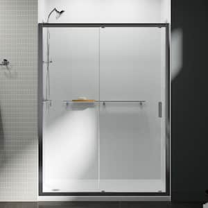 Aerie 60 in. x 75 in. Frameless Sliding Shower Door in Bright Polished Silver with Handle