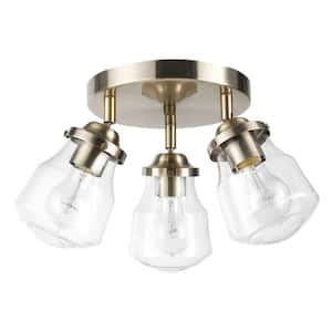 Gerard 1.53 ft. 3-Lights Antique Brass Fixed Track Lighting Kit with Clear Glass Shades, Bulbs Included