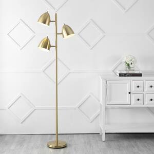 Billy 66.5 in. Brass Gold3-Light Modern Contemporary Iron LED Floor Lamp