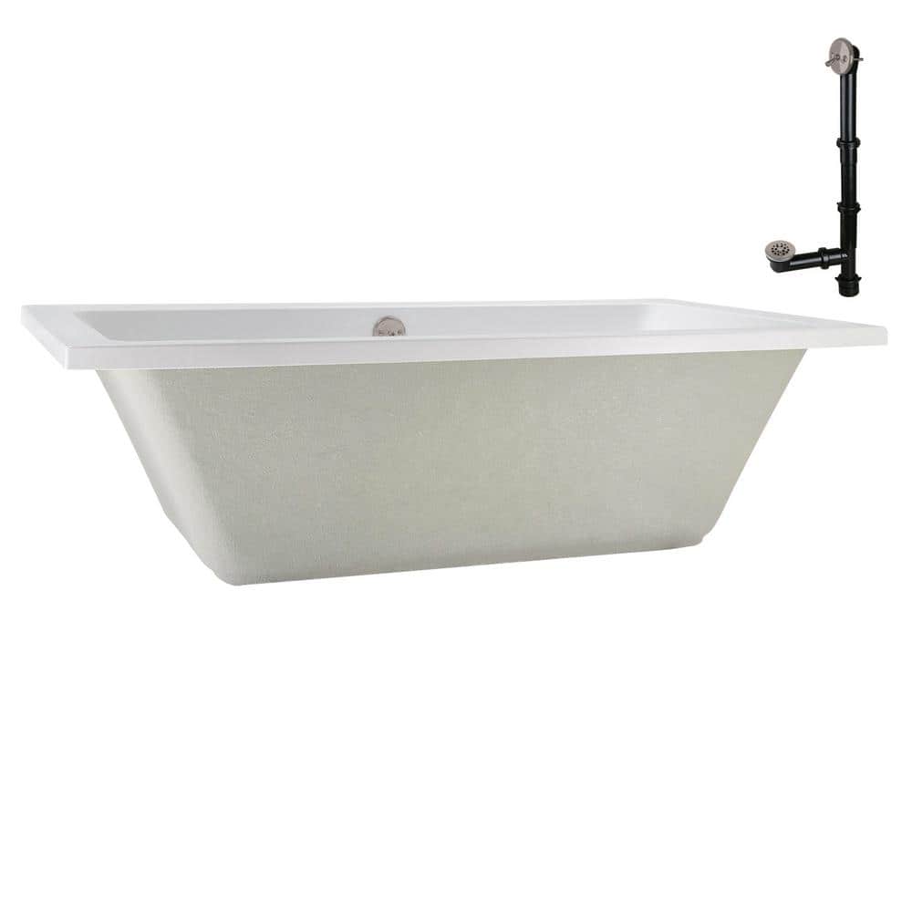 66'' x 34'' Glossy White Acrylic Soaking Drop-In Bathtub