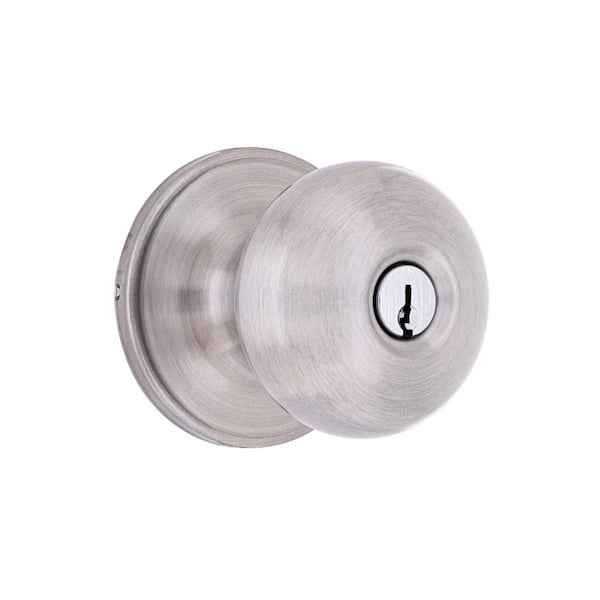 Round Satin Nickel Keyed Entry Door Knob