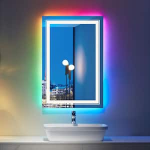 Artistic 20 in. W x 28 in. H Small Rectangular Frameless Anti-Fog Wall Mount Bathroom Vanity Mirror in Silver