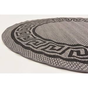 Outdoor Greek Key Gray 6' 0 x 6' 0 Round Rug
