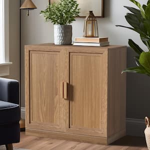 Natural Color Wooden 31 in. H Storage Cabinet with Adjustable Shelves Accent Cabinet