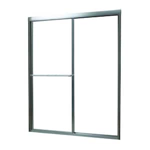 Tides 40 in. to 44 in. x 70 in. Framed Sliding Bypass Shower Door in Brushed Nickel and Rain Glass