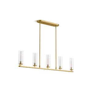 Crue 5-Light Brushed Moderne Brass 45 in. Linear Chandelier