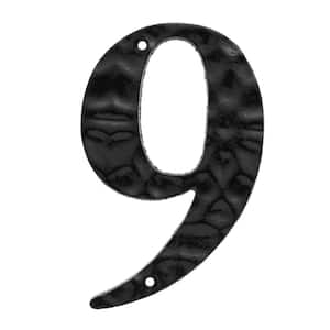 6 in. Black Cast Iron House Number 9