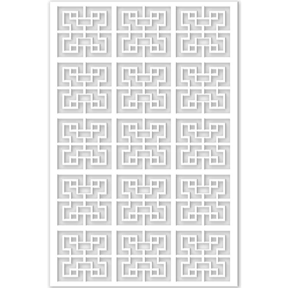 Acurio Latticeworks Chinese Maze 4 ft. x 32 in. White Vinyl Decorative ...