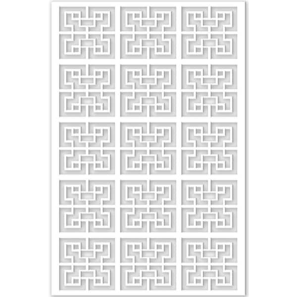 Acurio Latticeworks Chinese Maze 4 ft. x 32 in. White Vinyl Decorative Screen Panel