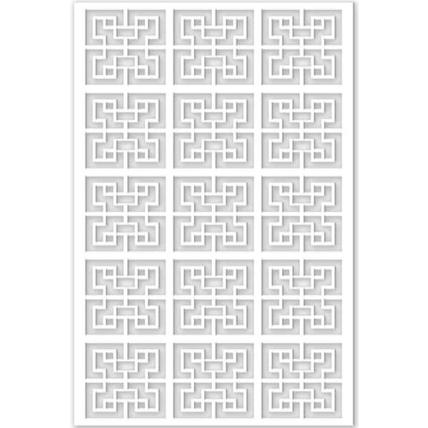 Acurio Latticeworks Chinese Maze 4 ft. x 32 in. White Vinyl Decorative Screen Panel