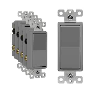 Decorator Rocker Light Switch, Single Pole 3-Way, 20A, Gray (5-Pack)