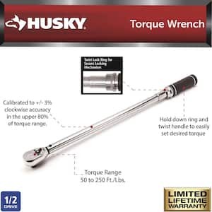 Mastercraft 1/2-in Drive, Torque Wrench, 50-250 ft-lbs