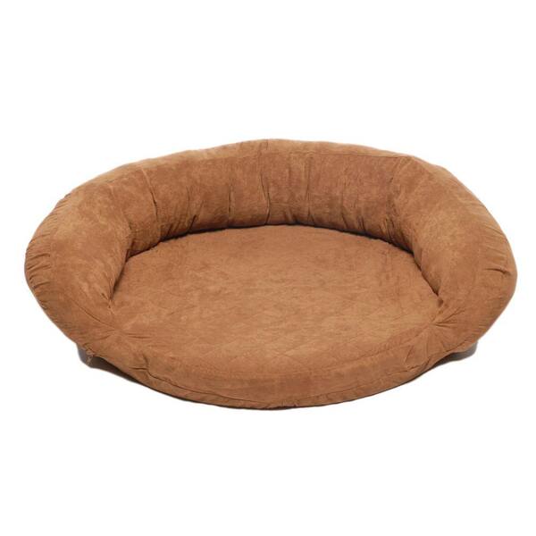 Unbranded Large Protector Pad with Bolster Pet Bed - Chocolate-DISCONTINUED