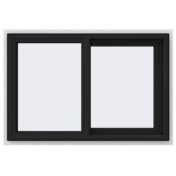 JELD-WEN 36 in. x 24 in. V-4500 Series Bronze Exterior/White Interior FiniShield Vinyl Right-Handed Sliding Window w/Mesh Screen