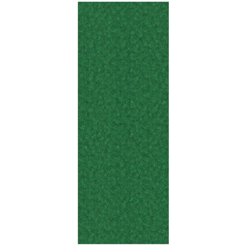 Ottomanson Lifesaver Non-Slip Rubberback Indoor/Outdoor Long Hallway Runner Rug 2 ft. 7 in.x2 2 ft. Green Polyester Garage Flooring