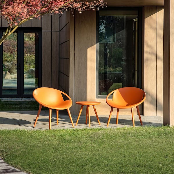 JAYDEN CREATION Julio Orange 3-Piece Plastic Patio Conversation Seating Group