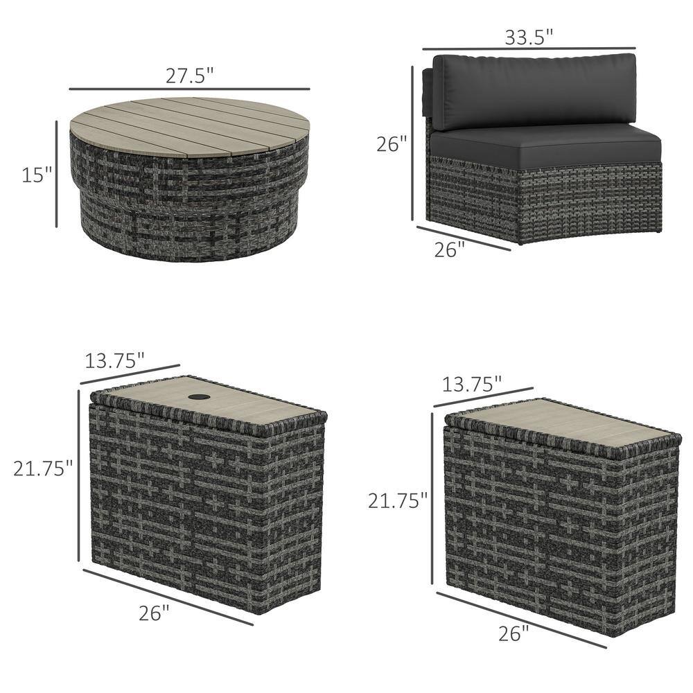 Mixed-Gray 8-Piece Rattan Patio Furniture Set with Sofa Chairs and Tables
