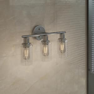 17 in. Modern 3 Lights Vanity Light Fixtures Brushed Nickel Farmhouse Wall Lamp for Bathroom