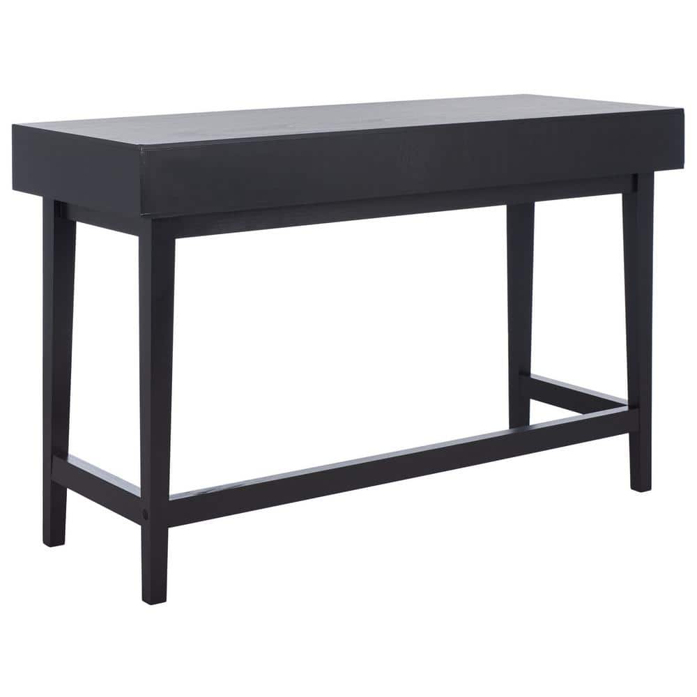 Black Mid-Century Modern Wood Desk with 3 Drawers