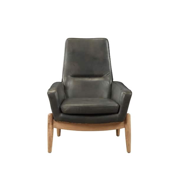 Acme Furniture Dolphin Black Top Grain Leather Accent Chair 59533 The