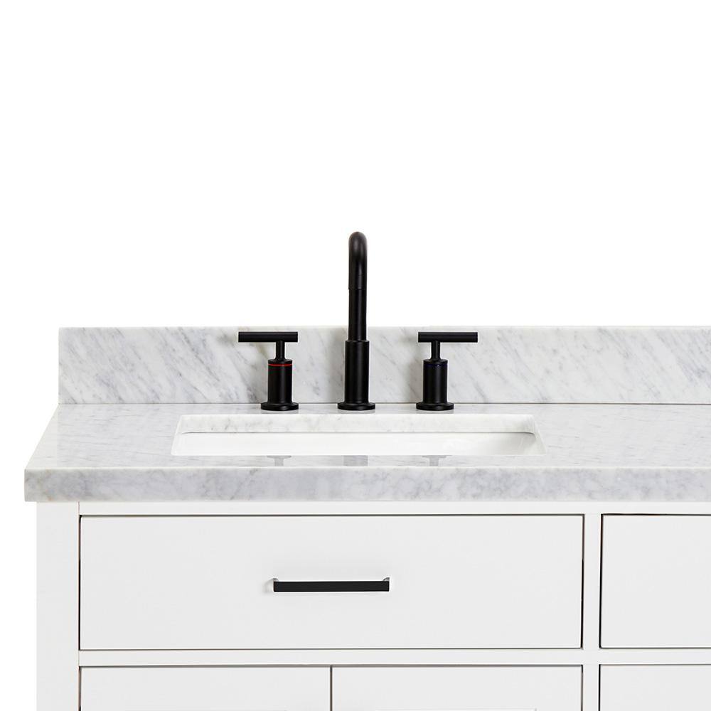 White Double Freestanding Vanity with Marble Top