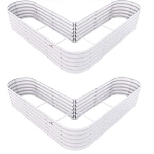 2 Pack 6.75 ft.. L x 6.75 ft.. W x 1.5 ft.. H White Heart-Shaped Steel Outdoor Garden Bed