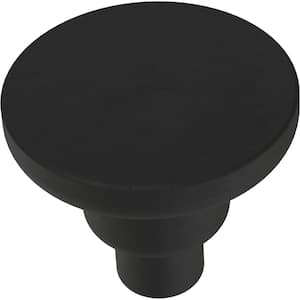 Art Deco Streamline 1-3/16 in. (30 mm) Matte Black Round Cabinet Knob