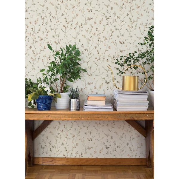 Romy Neutral Beige Springtime Trail Wallpaper Sample