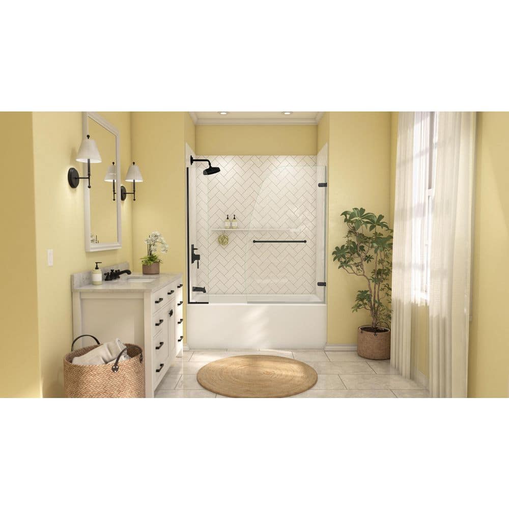 DreamLine Aqua Uno 34 in. W x 58 in. H Frameless Hinged Tub Door