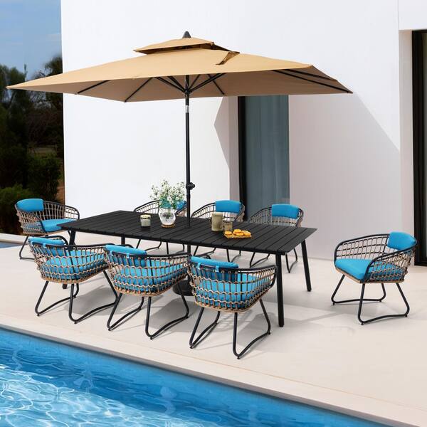 Pellebant 6-Piece Patio Metal PE Rattan Seating Set Outdoor