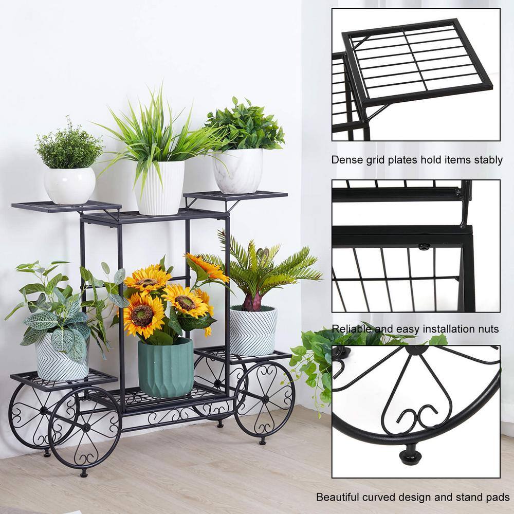 Black Iron 6-Tier Parisian Style Plant Display Cart