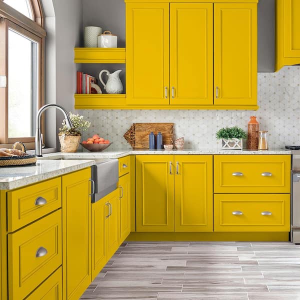 1 qt. #370B-7 Yellow Flash Semi-Gloss Enamel Interior/Exterior Cabinet, Door & Trim Paint