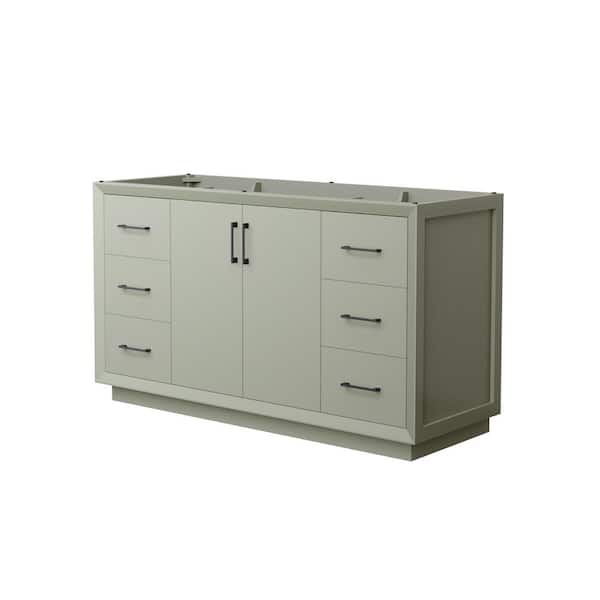 Wyndham Collection Strada 59.25 in. W x 21.75 in. D x 34.25 in. H Single Bath Vanity Cabinet without Top in Light Green