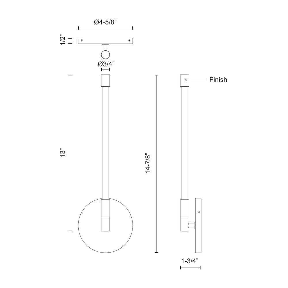 Motif Modern Black LED Wall Sconce, Dimmable 14.88" Cylinder