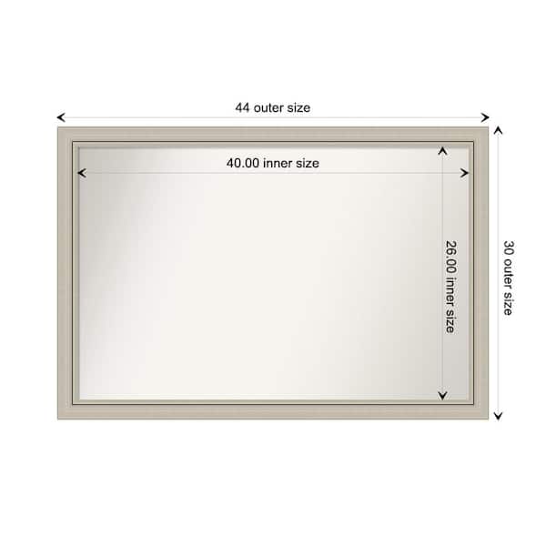 Amanti Art Romano Silver Narrow 43.75 in. x 29.75 in. Custom Non-Beveled Wood Framed Bathroom Vanity Wall Mirror