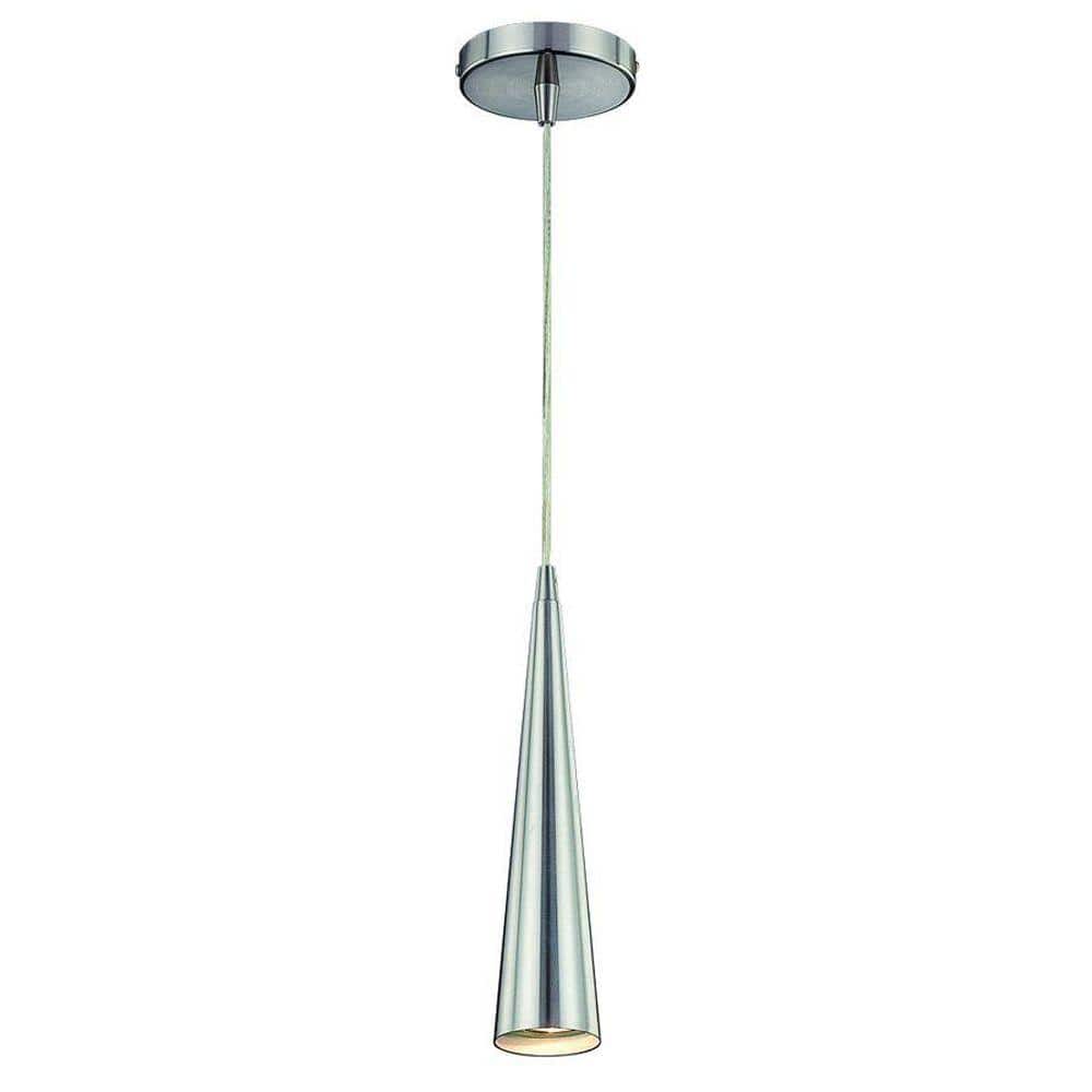 Sleek Satin Nickel 12" Mini Pendant Light with Cone Design