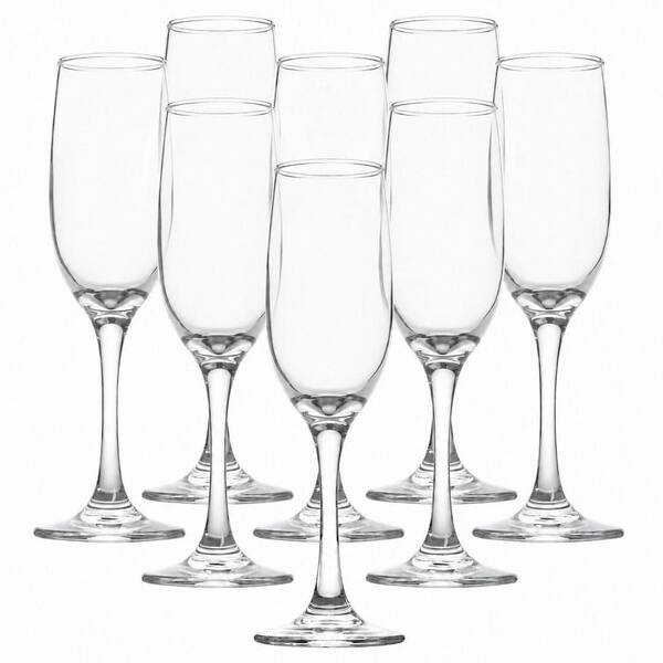 6 oz Clear Glass Champagne Flutes Set of 8, Long Stem Glasses for Mimosa Sparkling Wine Wedding Party