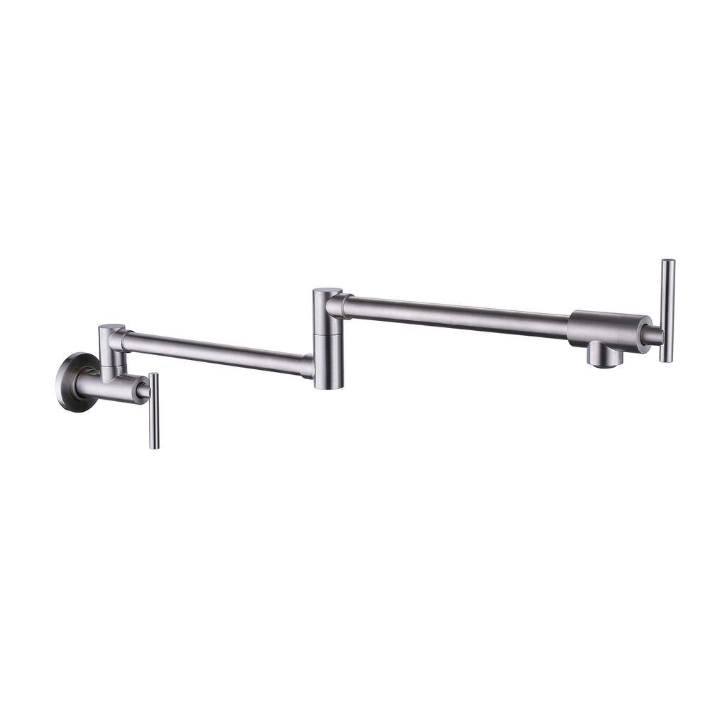 Wall Mount Kitchen Faucet Pot Filler Faucet SingleHandle in Brushed