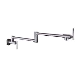 Wall Mount Kitchen Faucet Pot Filler Faucet Single-Handle in Brushed Nickel